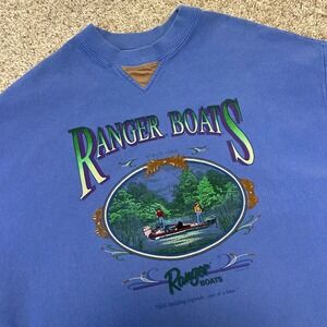 Vintage Ranger Boats Crewneck Sweatshirt Men Size Medium Made In USA Blue 90s